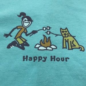 Life Is Good Tops - Life is Good “Happy Hour” Teal Tee Life Is Good Tops - Life is Good “Happy Hour” Teal Tee